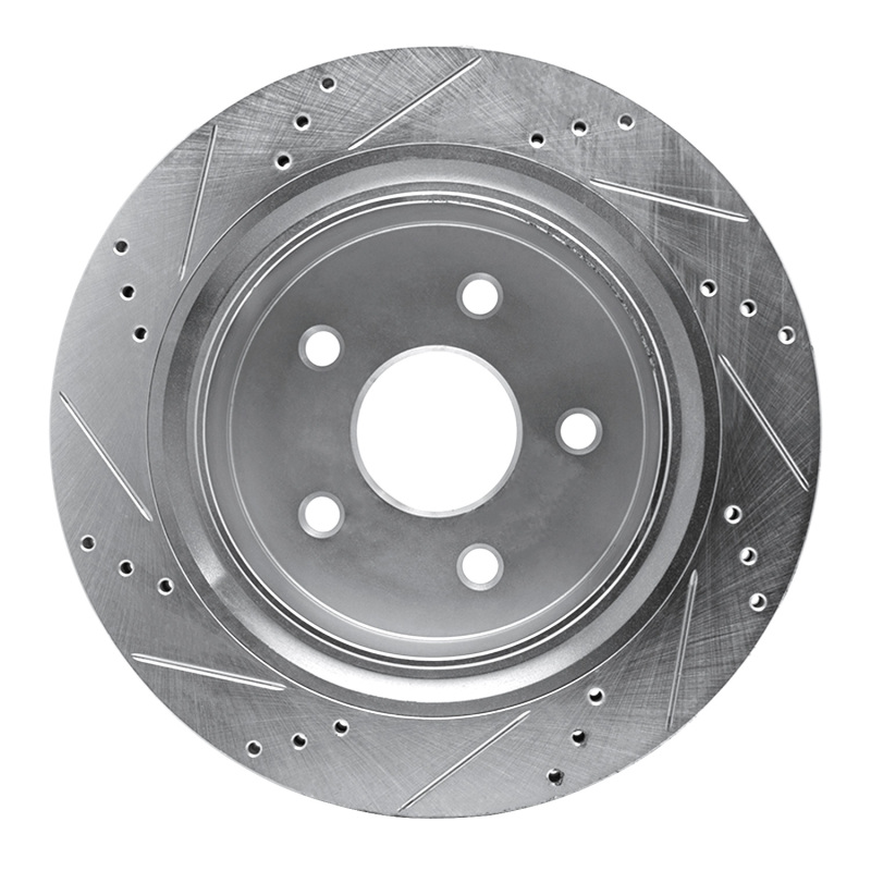 Chrysler Aspen Brake Rotor (1) - Rear Right - R1 Concepts - Drilled & Slotted - Silver - `02-`24